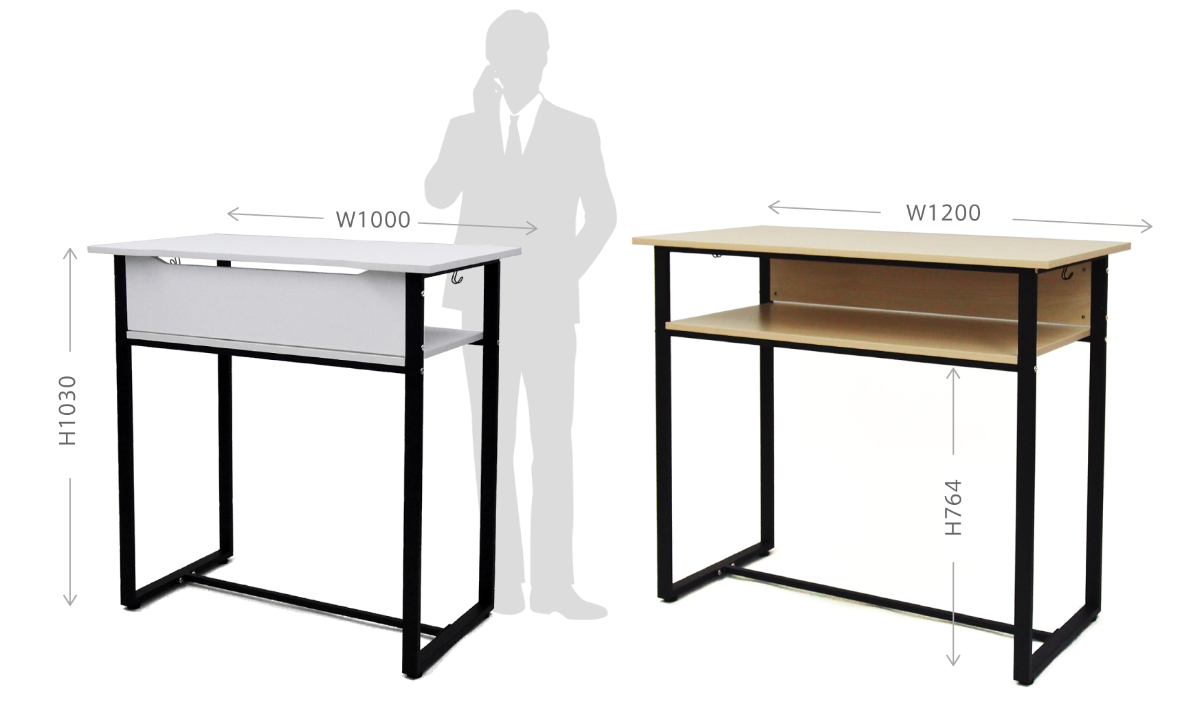 【法人様限定】ハイデスク W1200xD600 ホワイト RFHD-1260WH - 画像 (8)