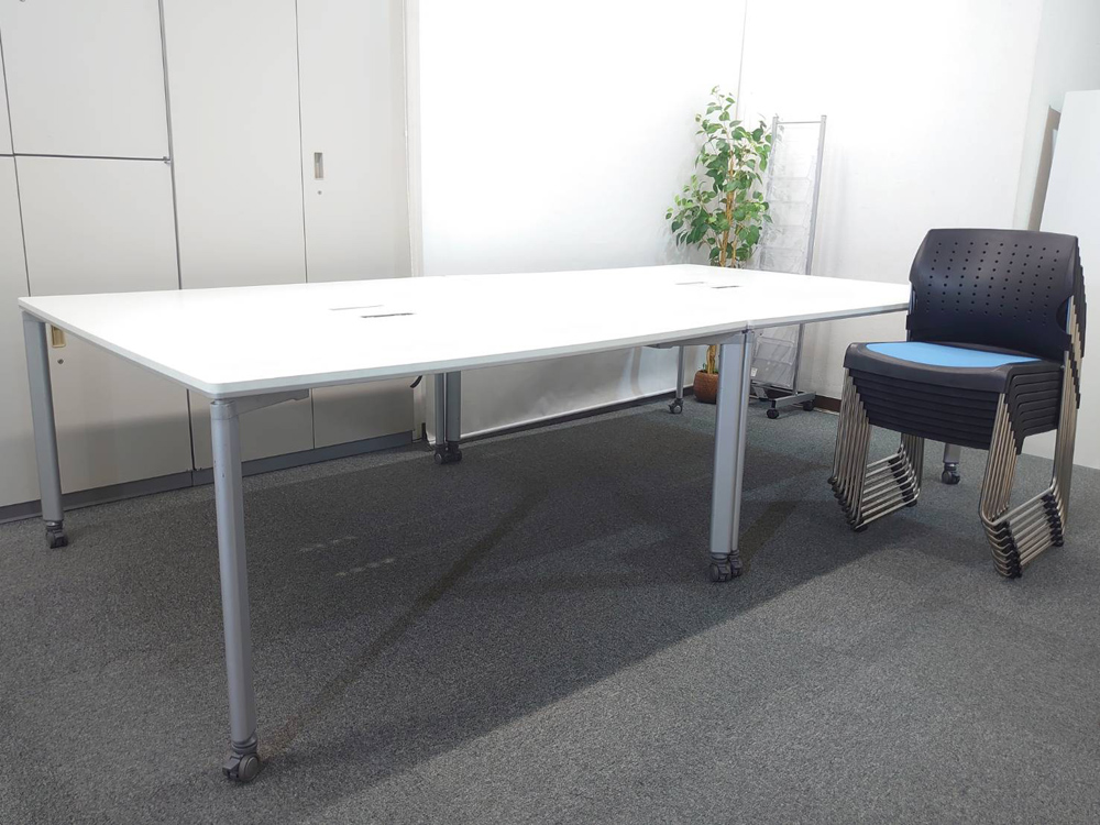 【送料無料 地域限定】 8人用 フリーアドレス 会議チェア 会議セット コクヨ 大型会議テーブル 大型テーブル W4200 ワークテーブル ワークソート フリアド W1400×2台 可動式 ミーティングテーブル 会議テーブル 平机 SDT-WS1414PAW ミーティングチェア スタッキングチェア プレド 【中古オフィス家具】【中古】 - 画像 (6)