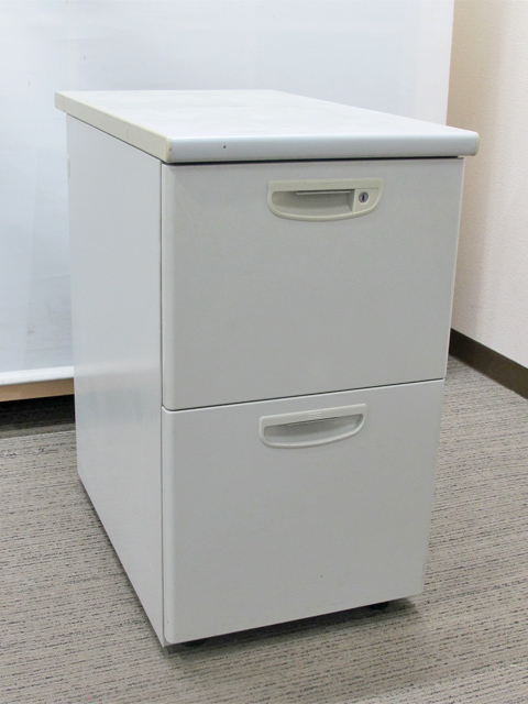 袖机 脇机 2段 サイドワゴン デスクワゴン カギ付き 鍵付き 事務ワゴン 延長ワゴン サイドデスク 延長デスク スチールワゴン ナイキ NAIKI ネオス 【中古オフィス家具】【中古】