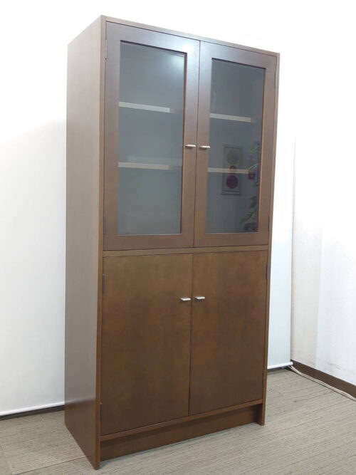 コクヨ マネージメント70シリーズ 役員家具 ガラス書庫 役員書庫 キャビネット 書庫 役員用キャビネット 木製書庫 本棚 書棚 収納棚 KOKUYO MG-7GK W880×D445×H1800 【中古オフィス家具】【中古】