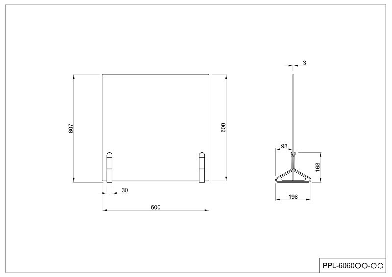 【法人様限定】送料無料 PINZO カラー脚PVC衝立 W600×H600 ブラック PPL-6060PVC-BK - 画像 (3)