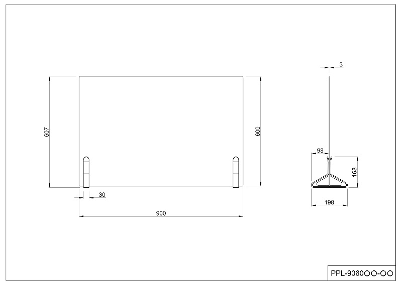 【法人様限定】送料無料 PINZO カラー脚PVC衝立 W900×H600 ブラック PPL-9060PVC-BK - 画像 (3)