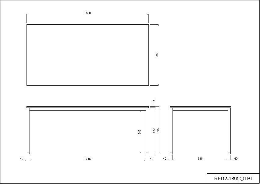 【法人様限定】送料無料 ミーティングテーブル W1800xD900 ナチュラルxブラック脚 RFD2-1890NTBL - 画像 (4)