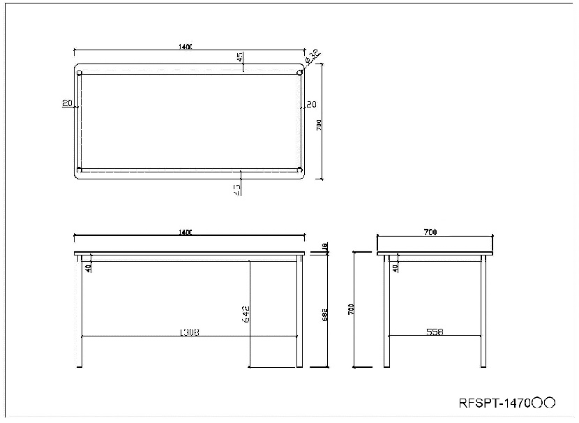 【法人様限定】送料無料 ラディーRFシンプルテーブル W1400xD700 ナチュラル RFSPT-1470NA - 画像 (7)