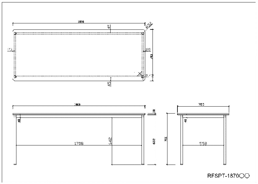 【法人様限定】送料無料 ラディーRFシンプルテーブル W1800xD700 ダークⅡ RFSPT-1870DB2 - 画像 (7)