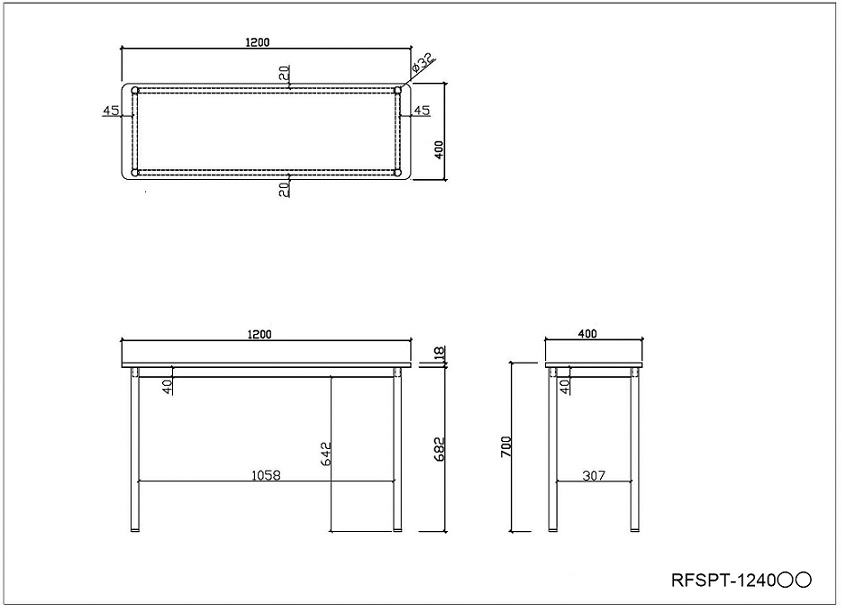 【法人様限定】送料無料 ラディーRFシンプルテーブル W1200xD400 ダークⅡ RFSPT-1240DB2 - 画像 (7)