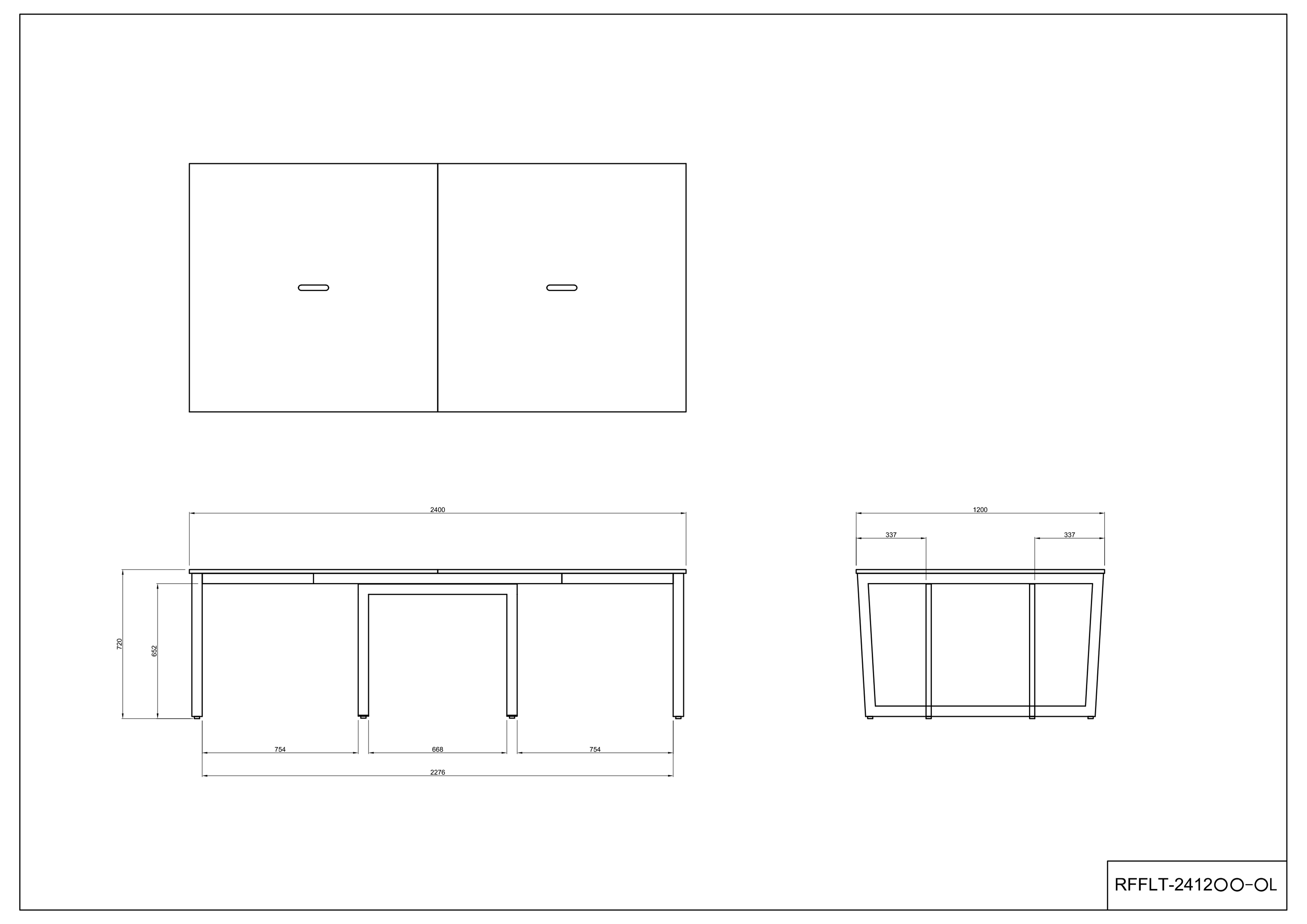 【法人様限定】送料無料 リスム フリーアドレス用テーブル W2400xD1200 ナチュラルxブラック脚 4ヶ口コンセント付 RFFLT-2412NA-BL - 画像 (5)