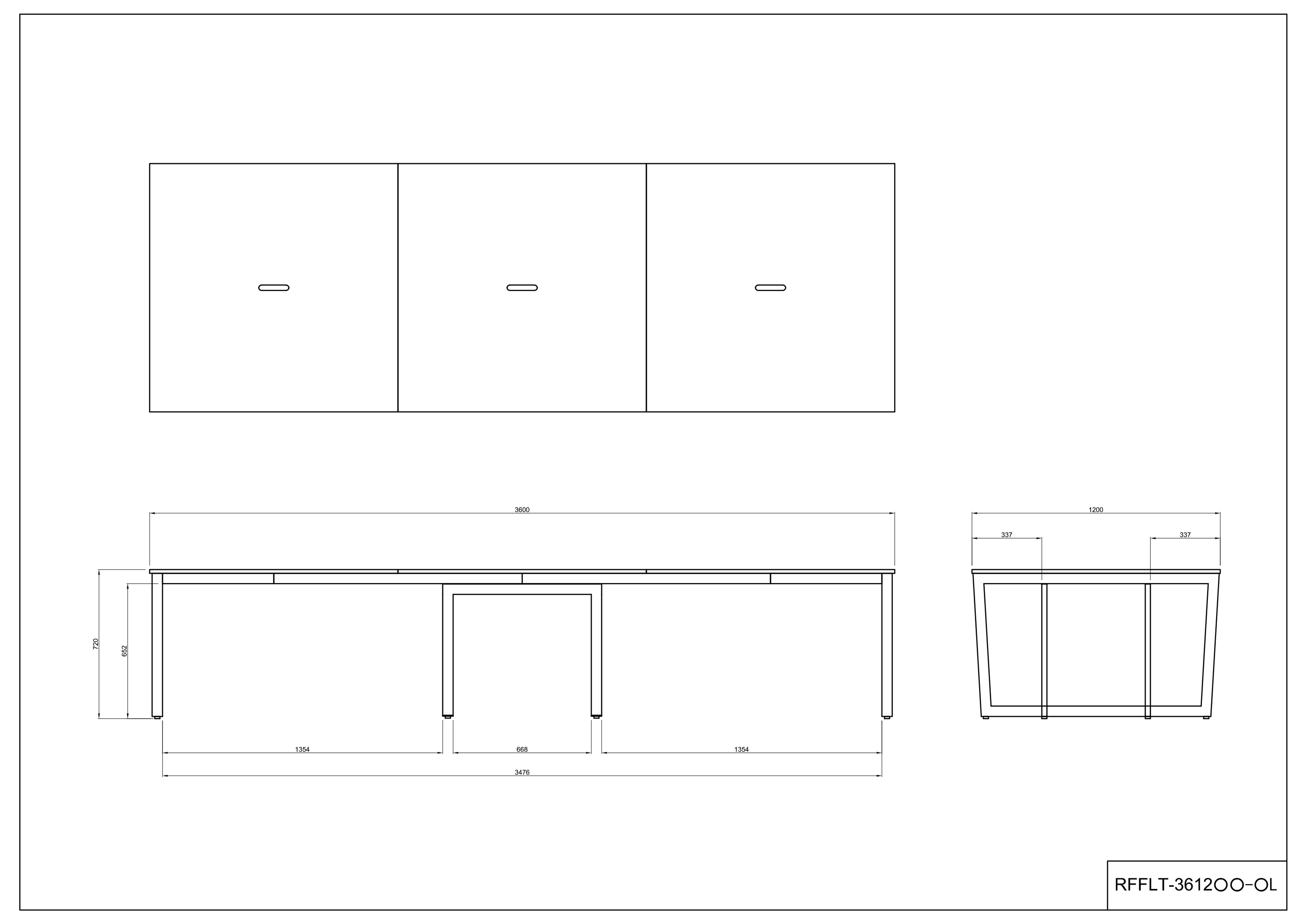 【法人様限定】送料無料 リスム フリーアドレス用テーブル W3600xD1200 ナチュラルxホワイト脚 4ヶ口コンセント付き RFFLT-3612NA-WL - 画像 (5)