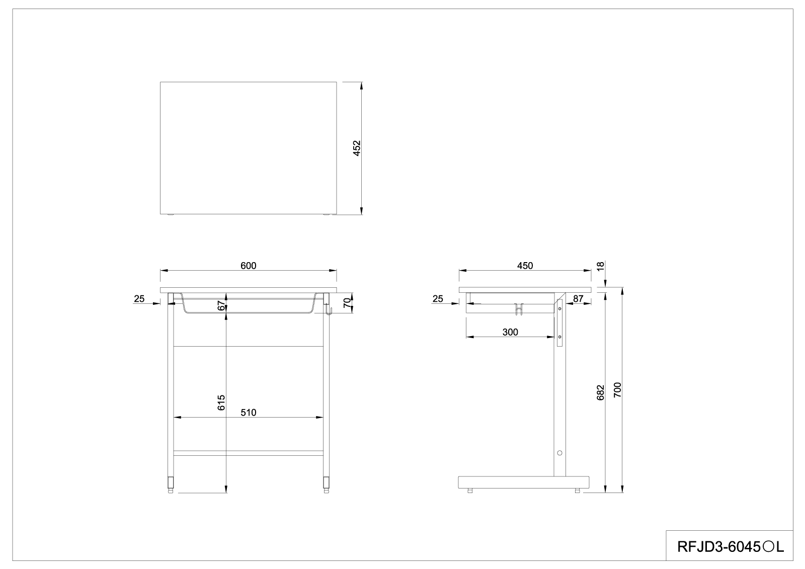 【法人様限定】送料無料 スモール研修用デスクⅢ W600xD450 L字脚 ホワイト RFJD3-6045WL - 画像 (2)