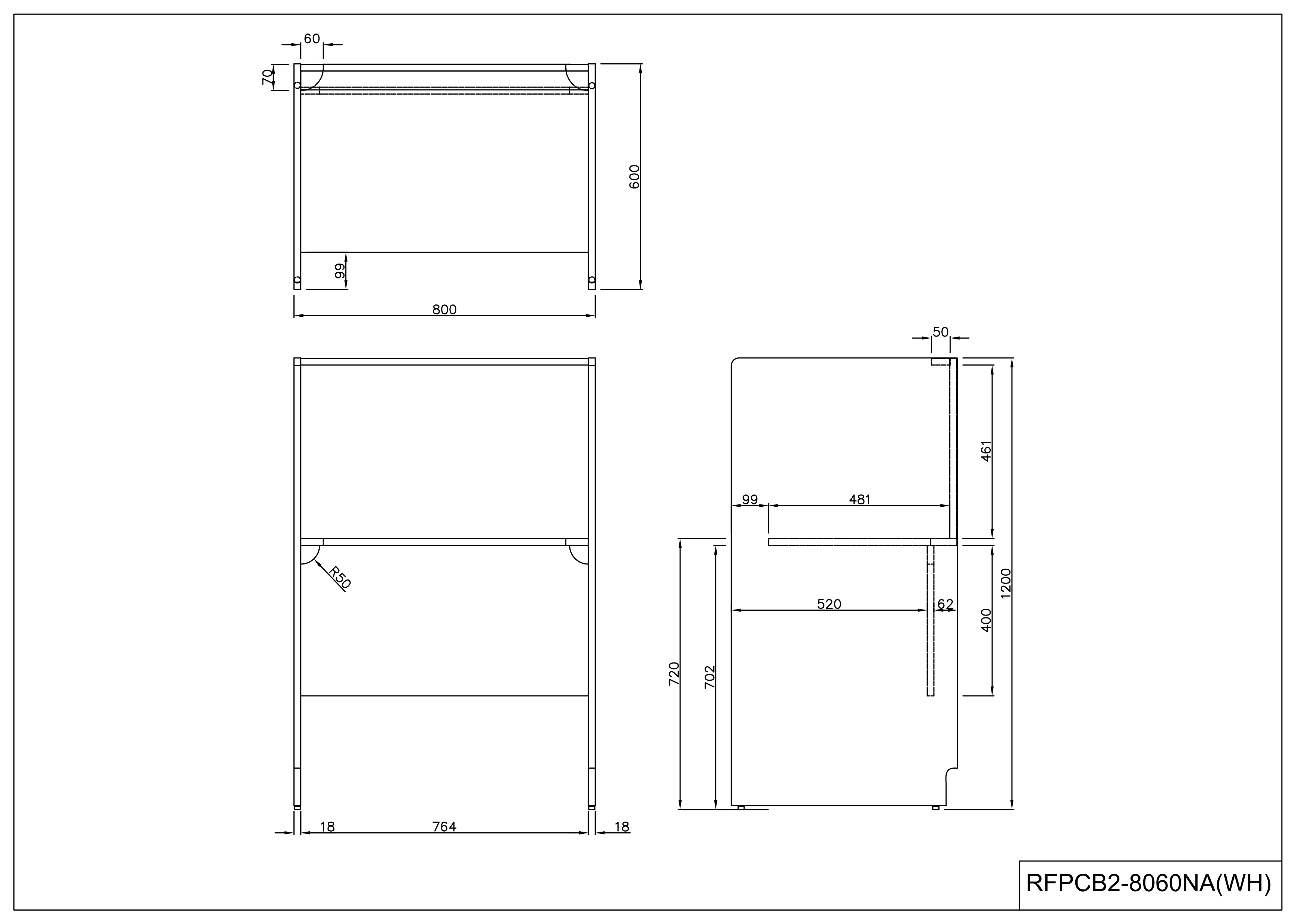 【法人様限定】送料無料 RFPCブースⅡ W800xD600 基本 ナチュラル RFPCB2-8060NA - 画像 (5)