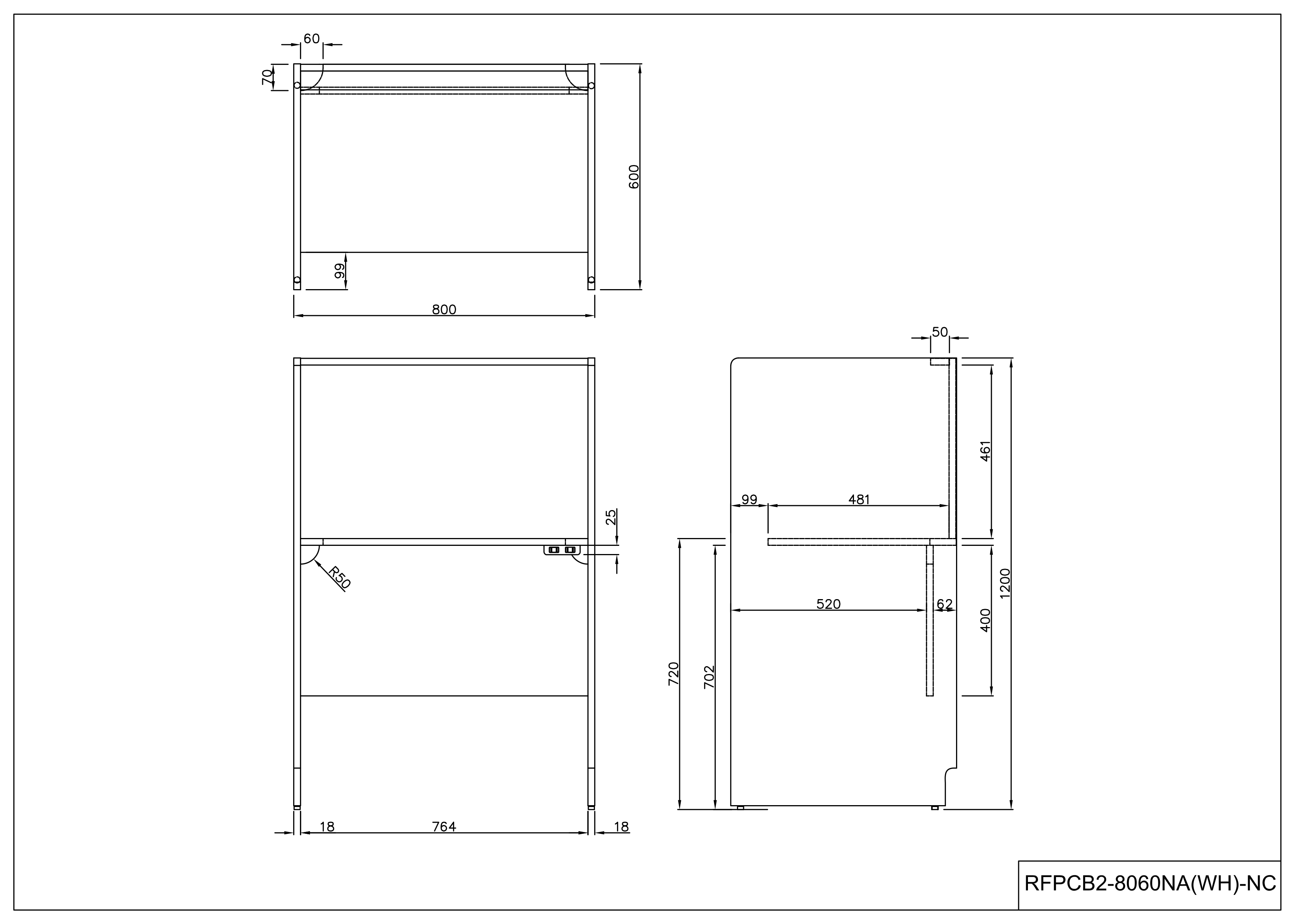 【法人様限定】送料無料 RFPCブースⅡ W800xD600 基本 2ヶ口コンセント付き ホワイト RFPCB2-8060WH-NC - 画像 (5)