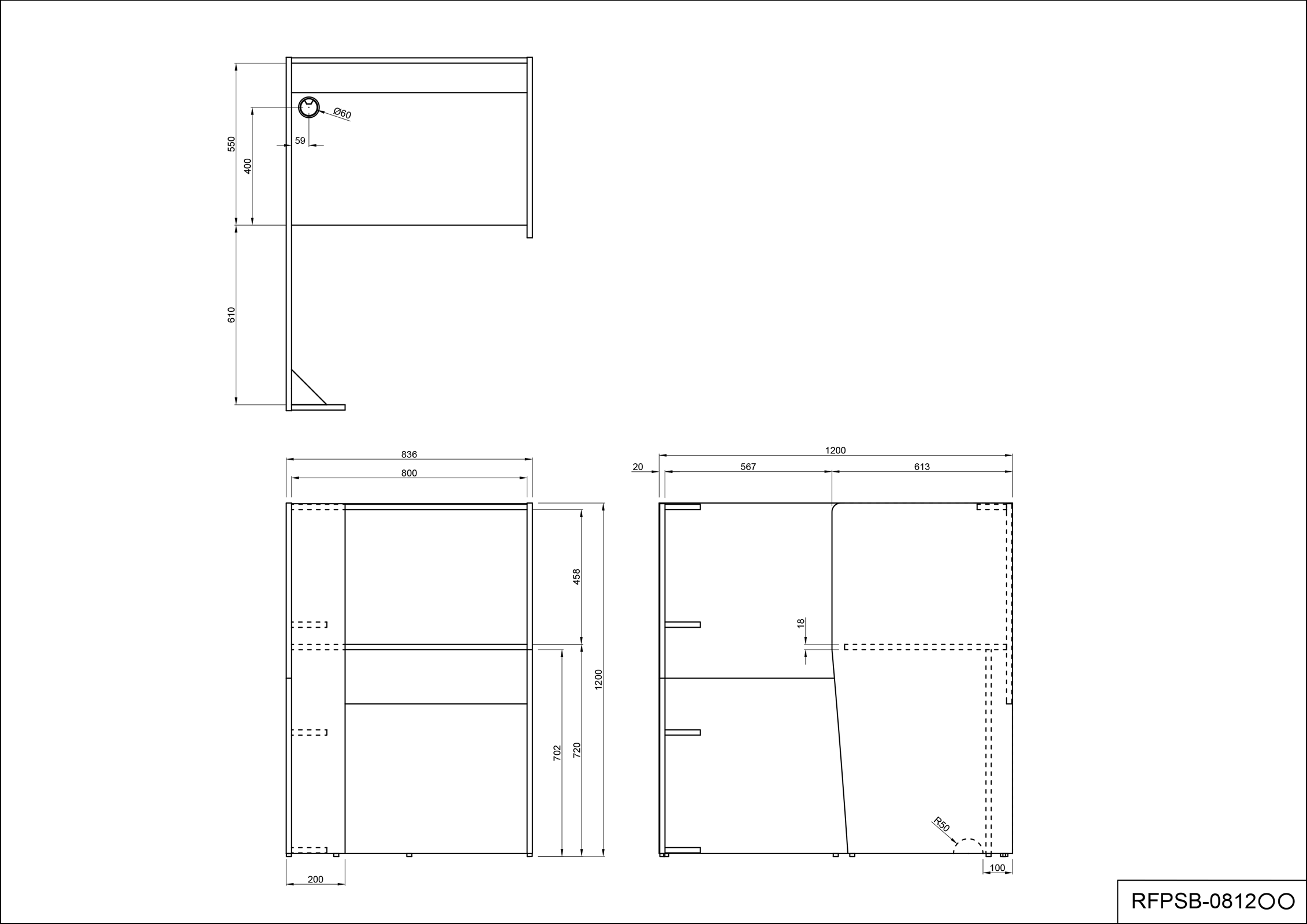 【法人様限定】送料無料 パーソナルブース W836×D1200 オーク RFPSB-0812OA - 画像 (6)