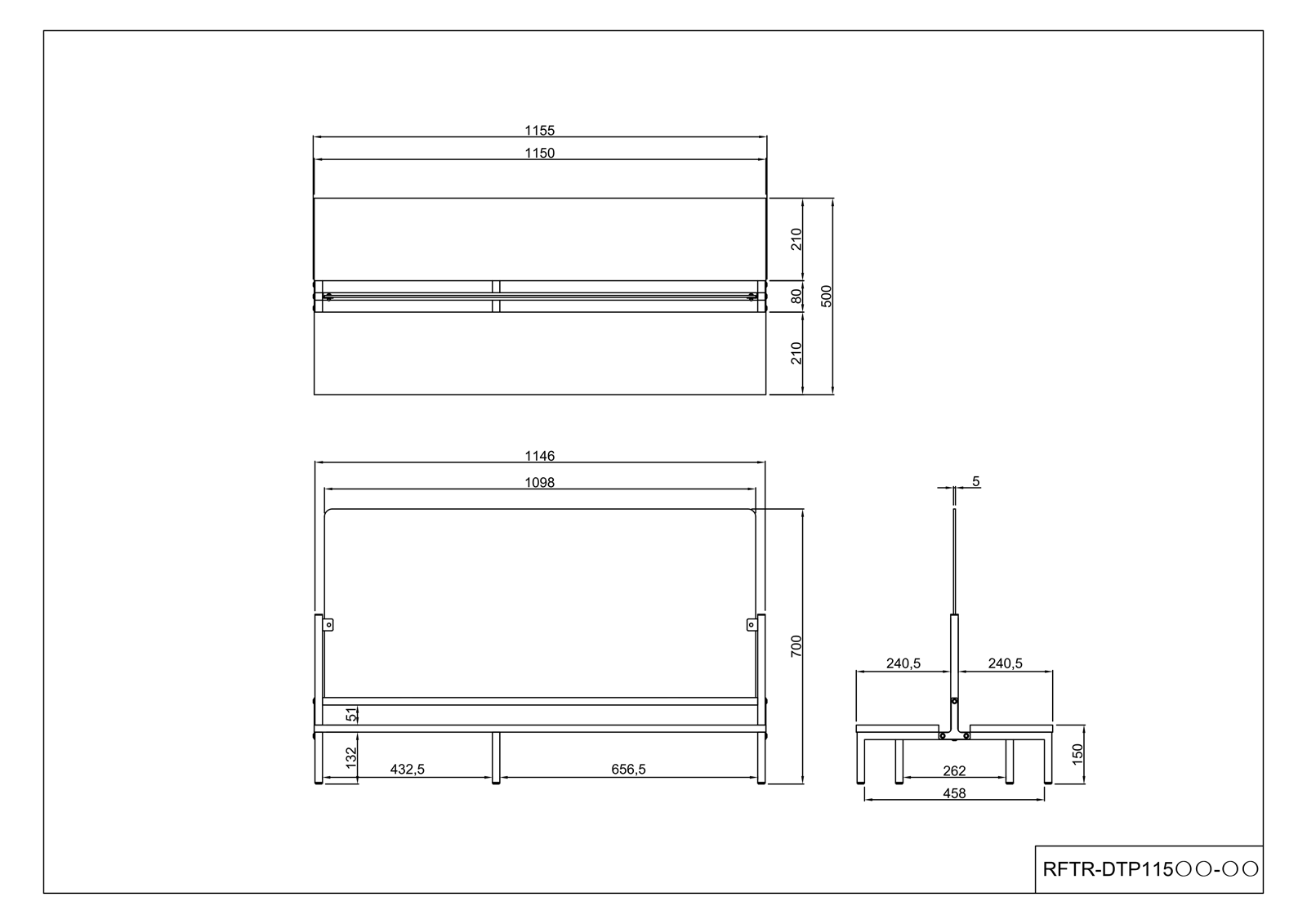 【法人様限定】送料無料 対面机上台 W1150 ホワイト フロストパネル付き RFTR-DTP115WH-FR - 画像 (6)