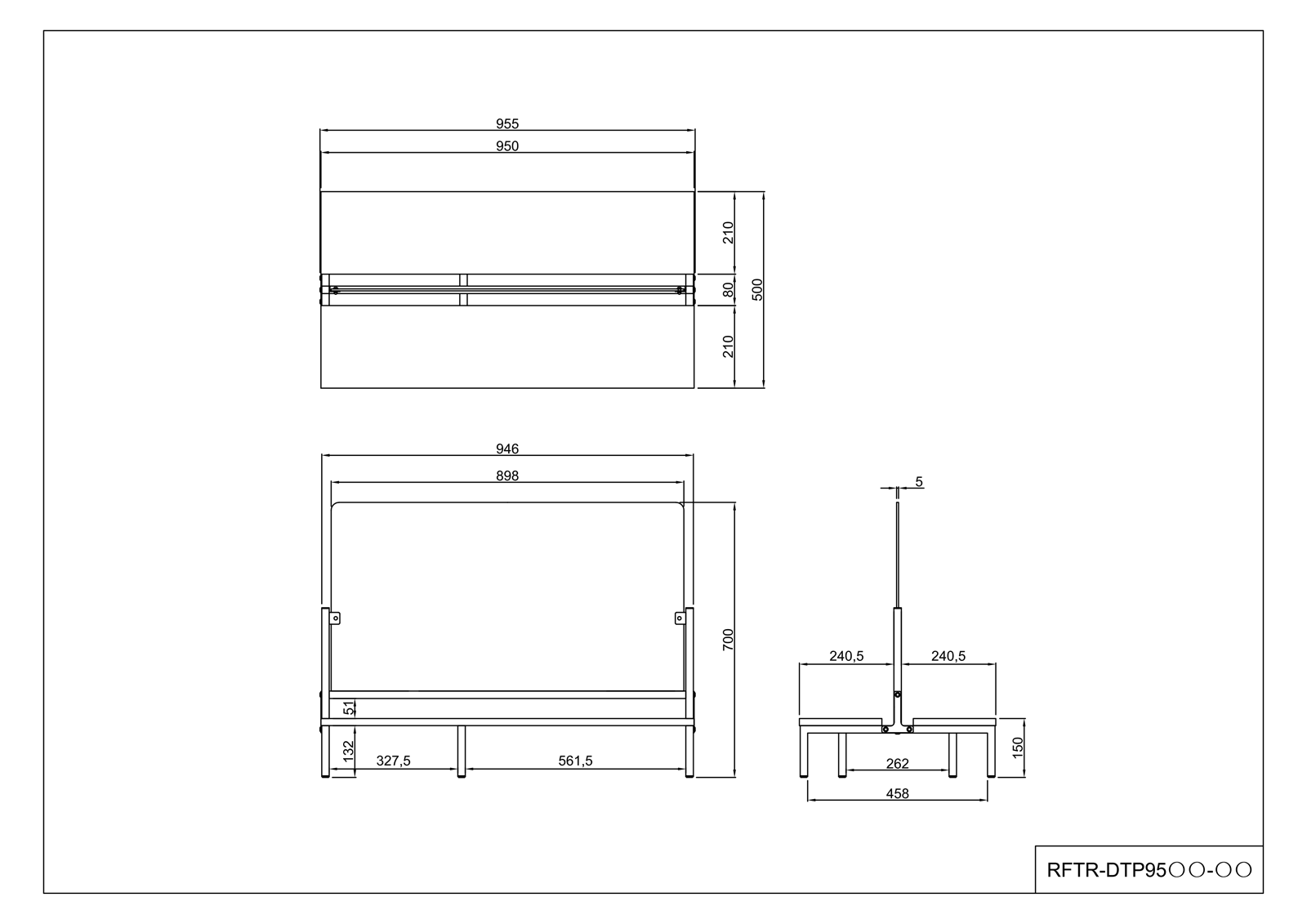 【法人様限定】送料無料 対面机上台 W950 ホワイト フロストパネル付き RFTR-DTP95WH-FR - 画像 (6)