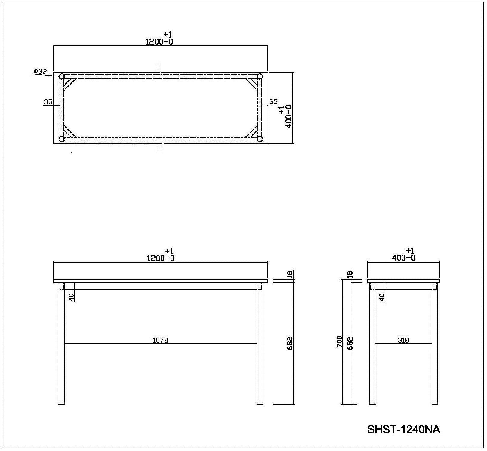 【法人様限定】送料無料 SHシンプルテーブル W1200xD400 ナチュラル SHST-1240NA - 画像 (3)
