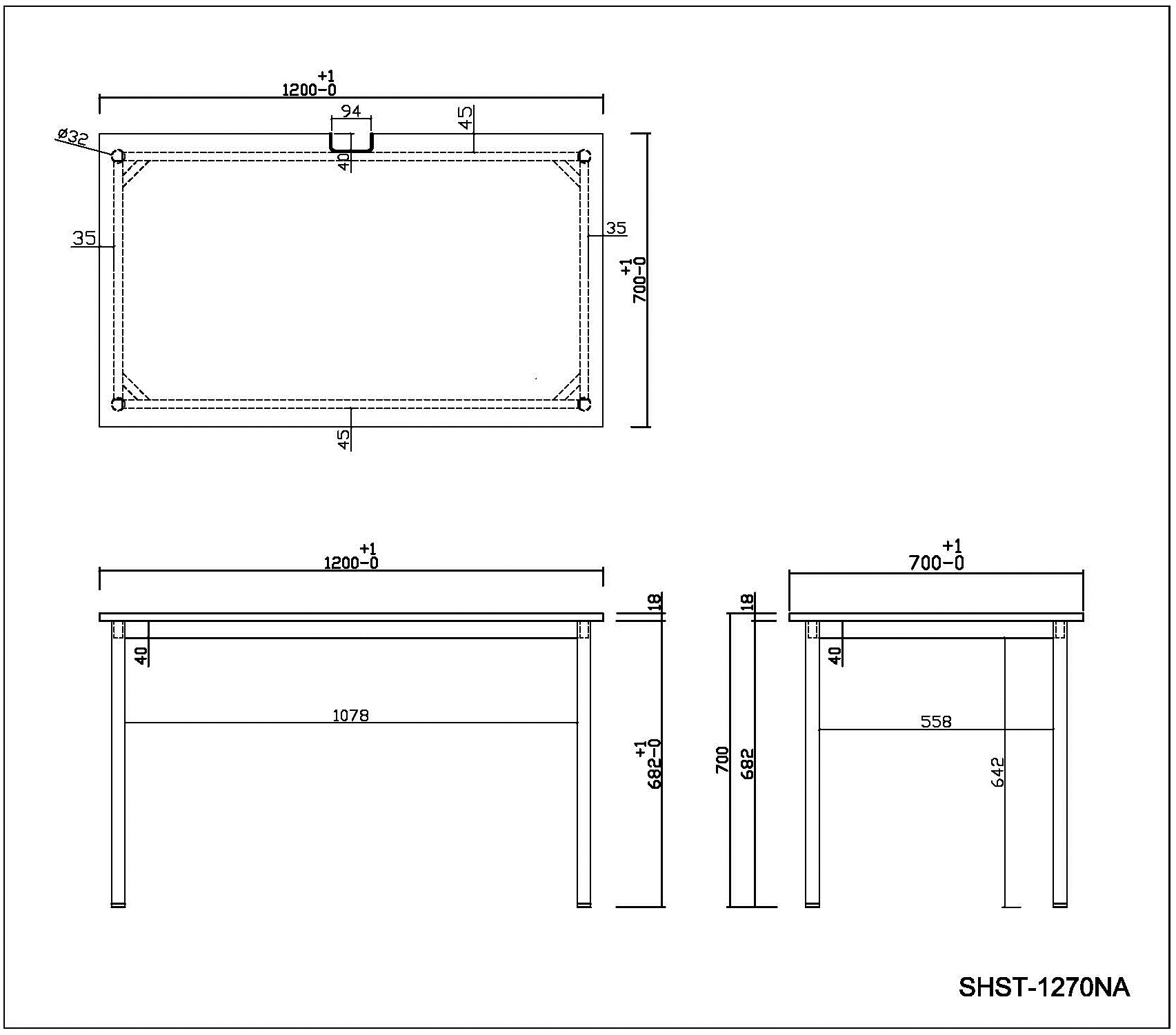 【法人様限定】送料無料 SHシンプルテーブル W1200xD700 ナチュラル SHST-1270NA - 画像 (3)