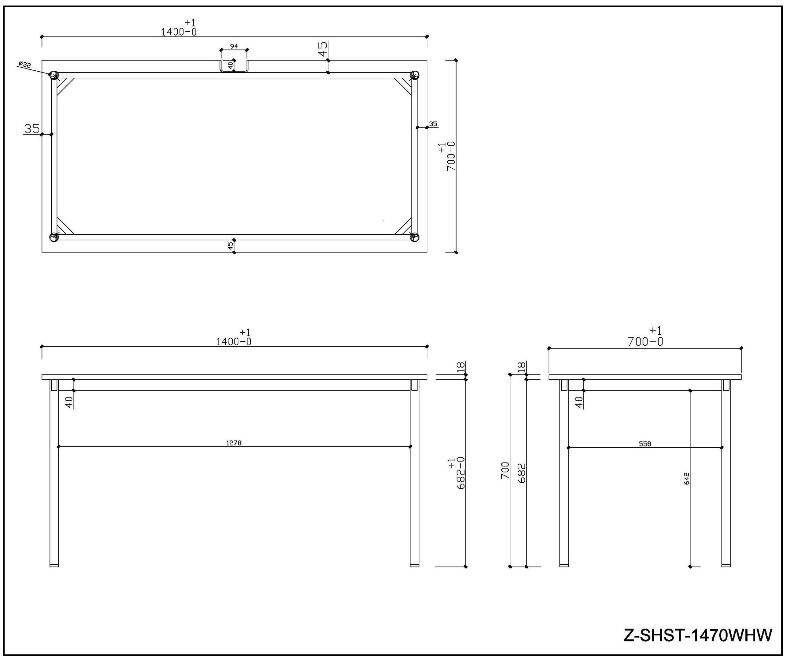 【法人様限定】送料無料SHシンプルテーブル W1400xD700 ホワイト/GN&OR&WHキャップ付 Z-SHST-1470WHW - 画像 (4)
