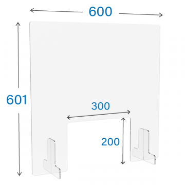 【法人様限定】送料無料 机上アクリルパネル透明 窓付き W600×H600 AFP-6060 - 画像 (2)