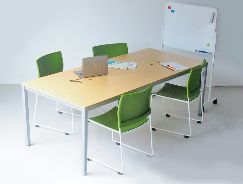 【法人様限定】送料無料 OAミーティングテーブル W2100 ナチュラル ATN-2190N-AF2 - 画像 (7)