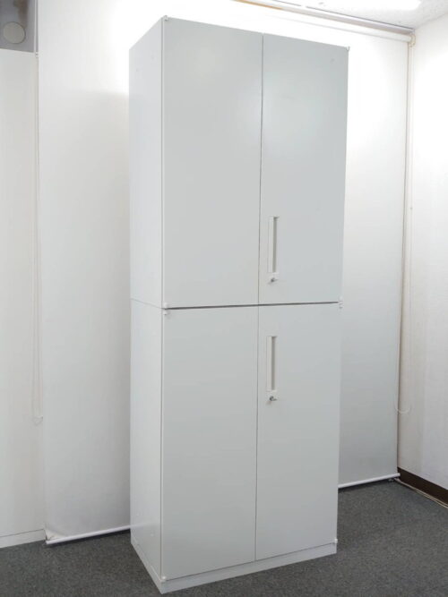 上下書庫 両開き書庫 スチール書庫 両開きキャビネット 本棚 書棚 キャビネット 保管庫 収納庫 スチールキャビネット ユニット書庫 上下セット書庫【中古オフィス家具】【中古】