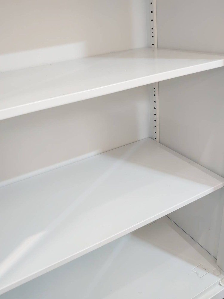 上下書庫 両開き書庫 スチール書庫 両開きキャビネット 本棚 書棚 キャビネット 保管庫 収納庫 スチールキャビネット ユニット書庫 上下セット書庫【中古オフィス家具】【中古】 - 画像 (4)