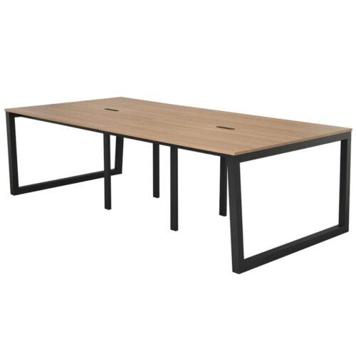 【法人様限定】送料無料 リスム フリーアドレス用テーブル W2400xD1200 ウォルナットxブラック脚 4ヶ口コンセント付 RFFLT-2412DM-BL