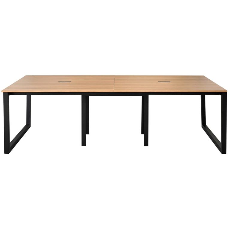 【法人様限定】送料無料 リスム フリーアドレス用テーブル W2400xD1200 ウォルナットxブラック脚 4ヶ口コンセント付 RFFLT-2412DM-BL - 画像 (4)