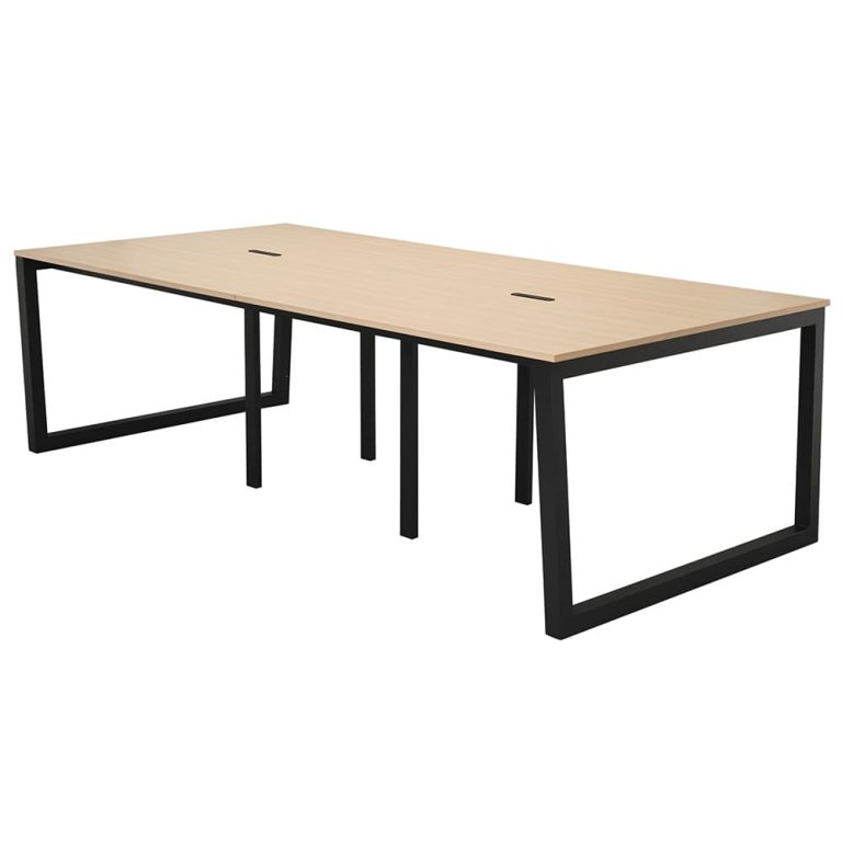 【法人様限定】送料無料 リスム フリーアドレス用テーブル W2400xD1200 ナチュラルxブラック脚 4ヶ口コンセント付 RFFLT-2412NA-BL