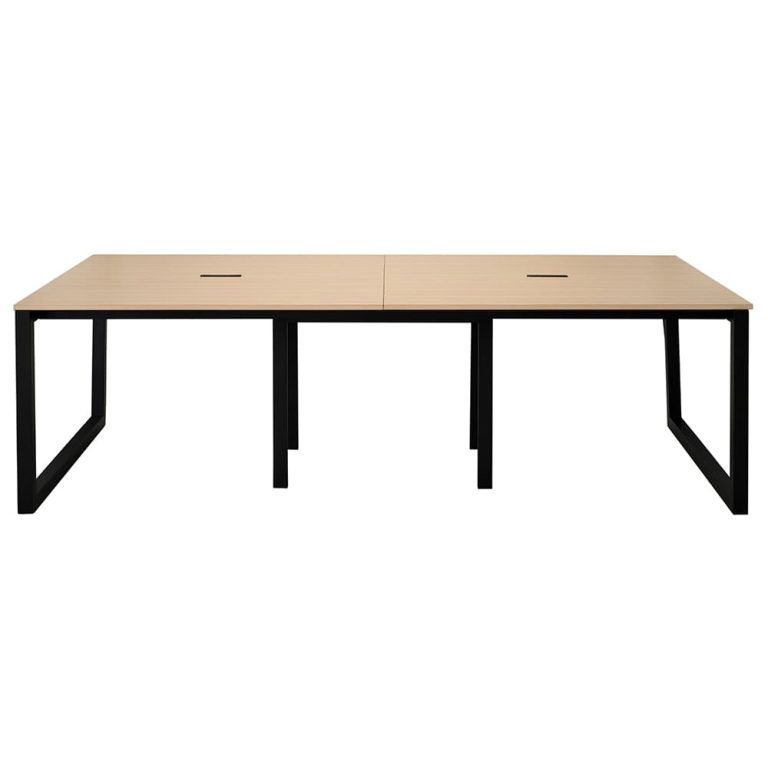 【法人様限定】送料無料 リスム フリーアドレス用テーブル W2400xD1200 ナチュラルxブラック脚 4ヶ口コンセント付 RFFLT-2412NA-BL - 画像 (6)