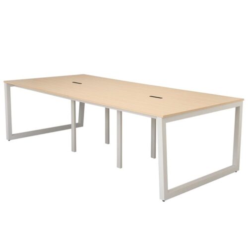 【法人様限定】送料無料 リスム フリーアドレス用テーブル W2400xD1200 ナチュラルxホワイト脚 4ヶ口コンセント付 RFFLT-2412NA-WL