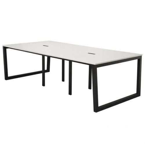 【法人様限定】送料無料 リスム フリーアドレス用テーブル W2400xD1200 ホワイトxブラック脚 4ヶ口コンセント付 RFFLT-2412WH-BL