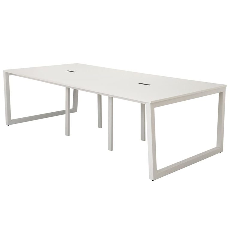 【法人様限定】送料無料 リスム フリーアドレス用テーブル W2400xD1200 ホワイトxホワイト脚 4ヶ口コンセント付 RFFLT-2412WH-WL