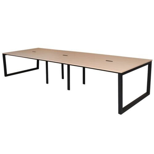 【法人様限定】送料無料 リスム フリーアドレス用テーブル W3600xD1200 ナチュラルxブラック脚 4ヶ口コンセント付き RFFLT-3612NA-BL
