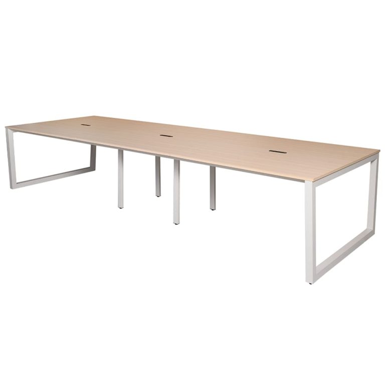 【法人様限定】送料無料 リスム フリーアドレス用テーブル W3600xD1200 ナチュラルxホワイト脚 4ヶ口コンセント付き RFFLT-3612NA-WL