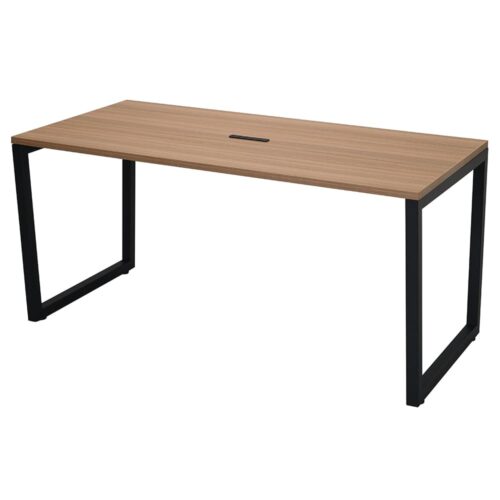 【法人様限定】送料無料 リスム ミーティングテーブル W1500xD750 ウォルナットxブラック脚 4ヶ口コンセント付 RFFMT-1575DM-BL