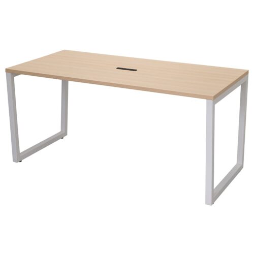 【法人様限定】送料無料 リスム ミーティングテーブル W1500xD750 ナチュラルxホワイト脚 4ヶ口コンセント付 RFFMT-1575NA-WL