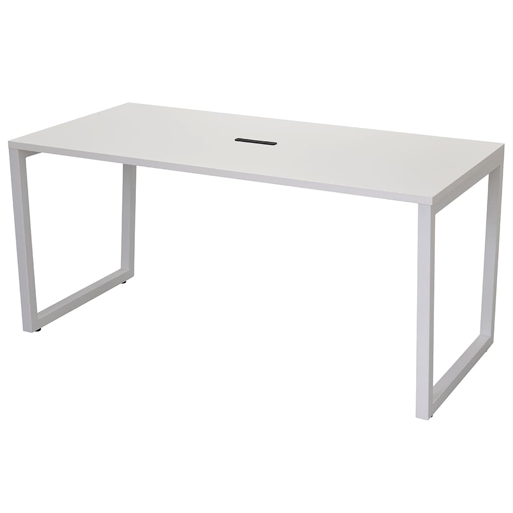 【法人様限定】送料無料 リスム ミーティングテーブル W1500xD750 ホワイトxホワイト脚 4ヶ口コンセント付 RFFMT-1575WH-WL