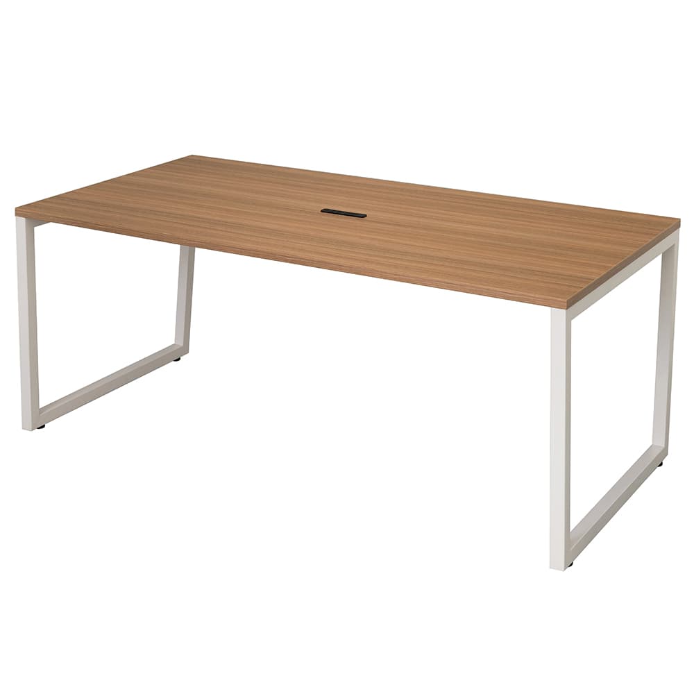 【法人様限定】送料無料 リスム ミーティングテーブル W1800xD900 ウォルナットxホワイト脚 4ヶ口コンセント付 RFFMT-1890DM-WL