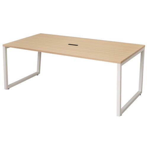 【法人様限定】送料無料 リスム ミーティングテーブル W1800xD900 ナチュラルxホワイト脚 4ヶ口コンセント付 RFFMT-1890NA-WL