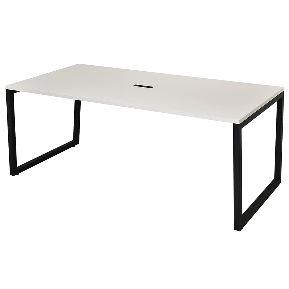 【法人様限定】送料無料 リスム ミーティングテーブル W1800xD900 ホワイトxブラック脚 4ヶ口コンセント付 RFFMT-1890WH-BL