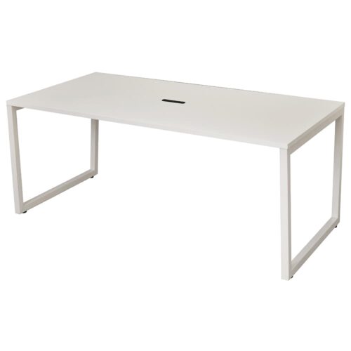 【法人様限定】送料無料 リスム ミーティングテーブル W1800xD900 ホワイトxホワイト脚 4ヶ口コンセント付 RFFMT-1890WH-WL