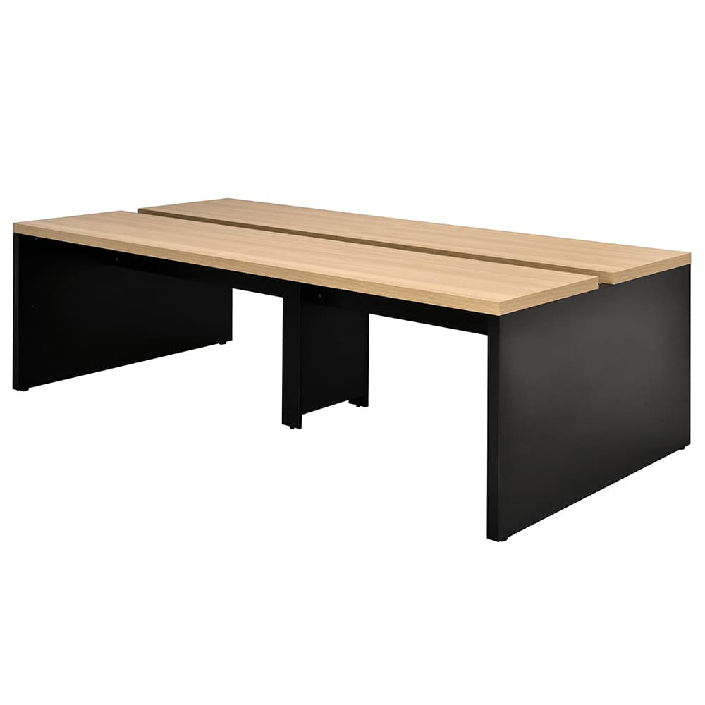 【法人様限定】送料無料 ソリード フリーアドレス用デスクⅡ W2400×D1200 オーク×ブラック脚 RFTFT2-2412OA-BL