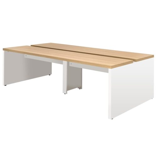 【法人様限定】送料無料 ソリード フリーアドレス用デスク W2400×D1200 オーク×ホワイト脚 RFTFT2-2412OA-WL