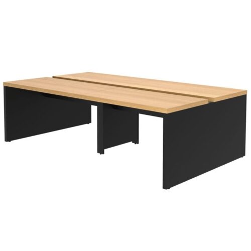 【法人様限定】送料無料 ソリード フリーアドレス用デスクⅡ W2400×D1400 オーク×ブラック脚 RFTFT2-2414OA-BL