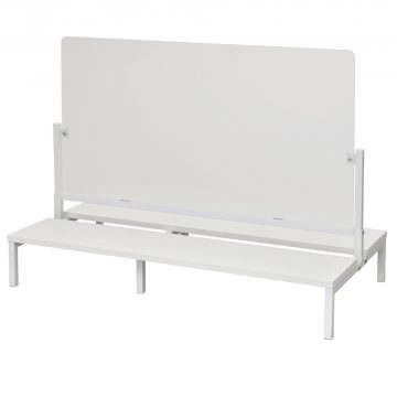 【法人様限定】送料無料 対面机上台 W950 ホワイト フロストパネル付き RFTR-DTP95WH-FR