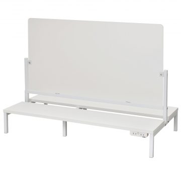 【法人様限定】送料無料 対面机上台 W950 ホワイト フロストパネル・2ヶ口コンセント2個付き RFTR-DTP95WH-FRNC