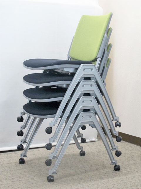 【在庫30脚有り】【送料無料 地域限定】 4脚セット 会議チェア ミーティングチェア スタッキングチェア スタックチェア 会議用チェア ミーティング用チェア 会議用椅子 ウチダ MX-52 【中古オフィス家具】【中古】 - 画像 (2)