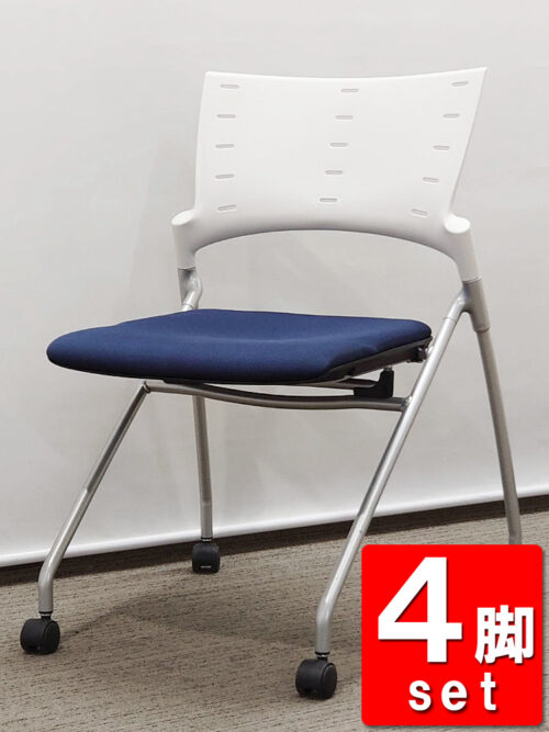 送料無料 地域限定 イトーキ マノス ミーティングチェア 会議チェア ネスティングチェア ネスタブルチェア 平行スタックチェア 多目的チェア キャスターチェア 折りたたみ椅子 【中古オフィス家具】【中古】
