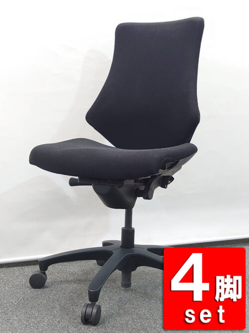 【送料無料 地域限定】 4脚セット イトーキ エフチェア ひじ無し オフィスチェア デスクチェア ハイバックチェア 高機能チェア PCチェア 事務チェア キャスターチェア KF-330GS-T1T1 【中古オフィス家具】【中古】