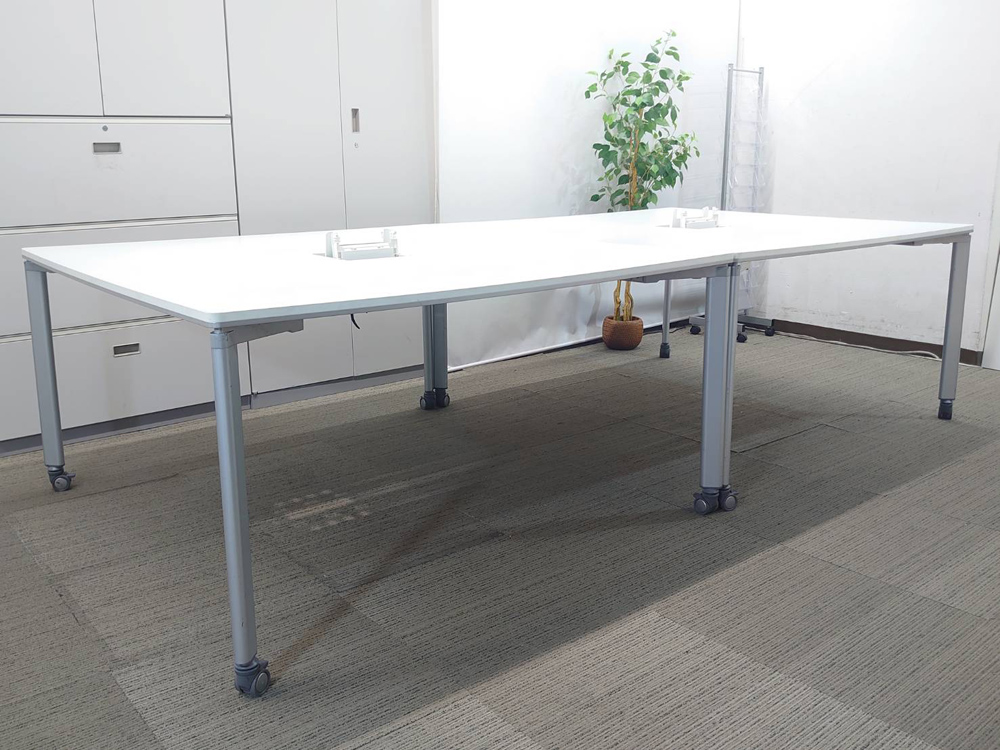 【送料無料 地域限定】 4人用 フリーアドレス デスクセット コクヨ ワークソート ワークテーブルセット W1400×2台 フリアド 平机 片袖机 可動式 オフィステーブル ミーティングテーブル 会議テーブル 多目的テーブル SDT-WS1414PAW 開業セット 国産 【中古オフィス家具】【中古】 - 画像 (5)